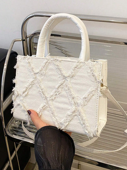 Lille crossbody taske i pink PU-læder med diamantmønster