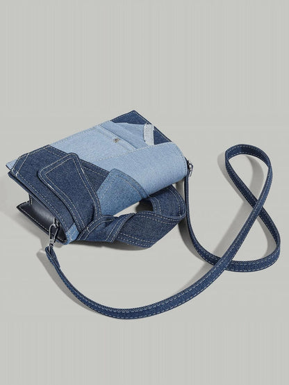 Lille skuldertaske i blå denim – crossbody til hverdagsbrug