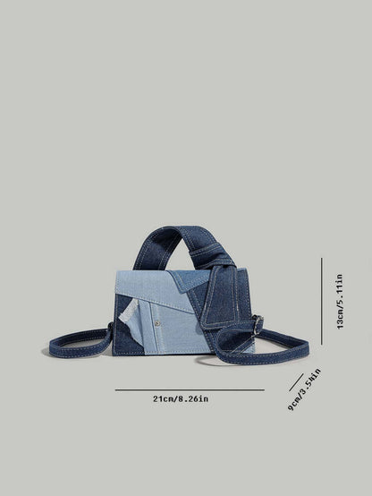 Hvid denim skuldertaske – detalje af rem og spænde