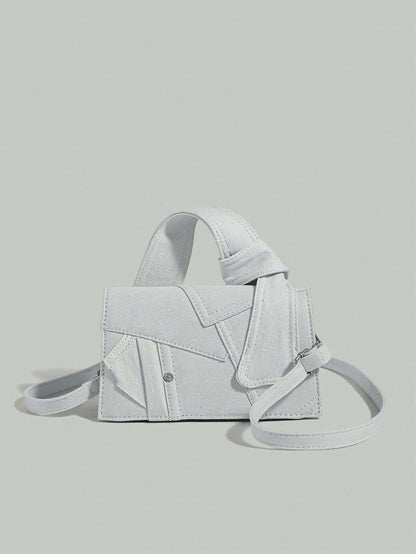 Hvid crossbody skuldertaske i denim til damer