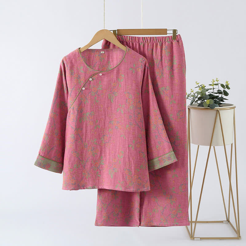 Pakkeindhold og materialekvalitet – jacquard loungewear sæt i bomuld