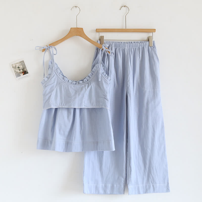 Camisole nattøj dame med justerbare skulderremme og sløjfe
