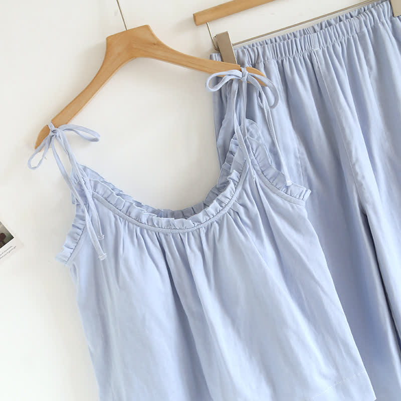 Flæsekant detalje på camisole pyjamas til kvinder