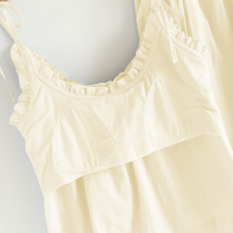 Bomuld camisole pyjamas – detalje af flæsekant