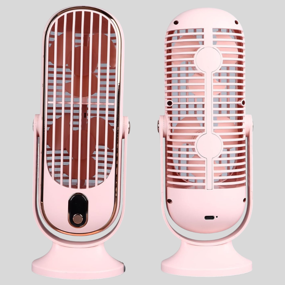 Genopladelig bordventilator i sort – moderne design