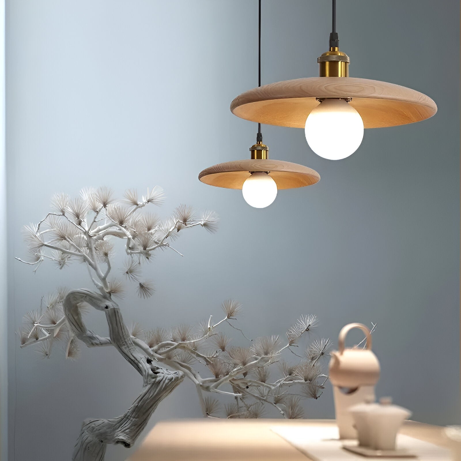 Scandinavian Elegance: Lunaro Wooden Pendant Lamp