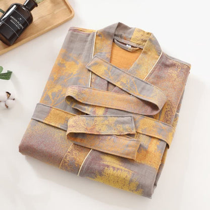Unisex morgenkåbe i kimono-stil med lange ærmer