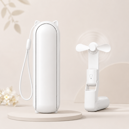Foldbar mini-håndventilator med USB-opladning i hvid