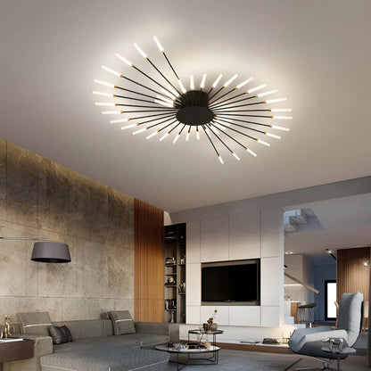 LED-loftlampe i skandinavisk stil monteret i stue