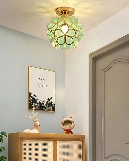 Loftlampe med blomsterdesign – samlet produktvisning rosa version