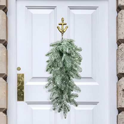 Kunstig Juleguirlande – Med Sneperler og Frosteffekt | Dekorativ Ophæng til Dør, Pejs og Trappegelænder