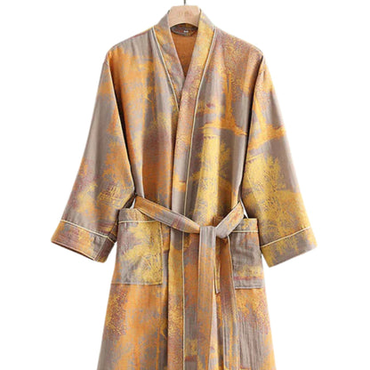 Elegant kimono-kåbe i åndbar bomulds-musselin