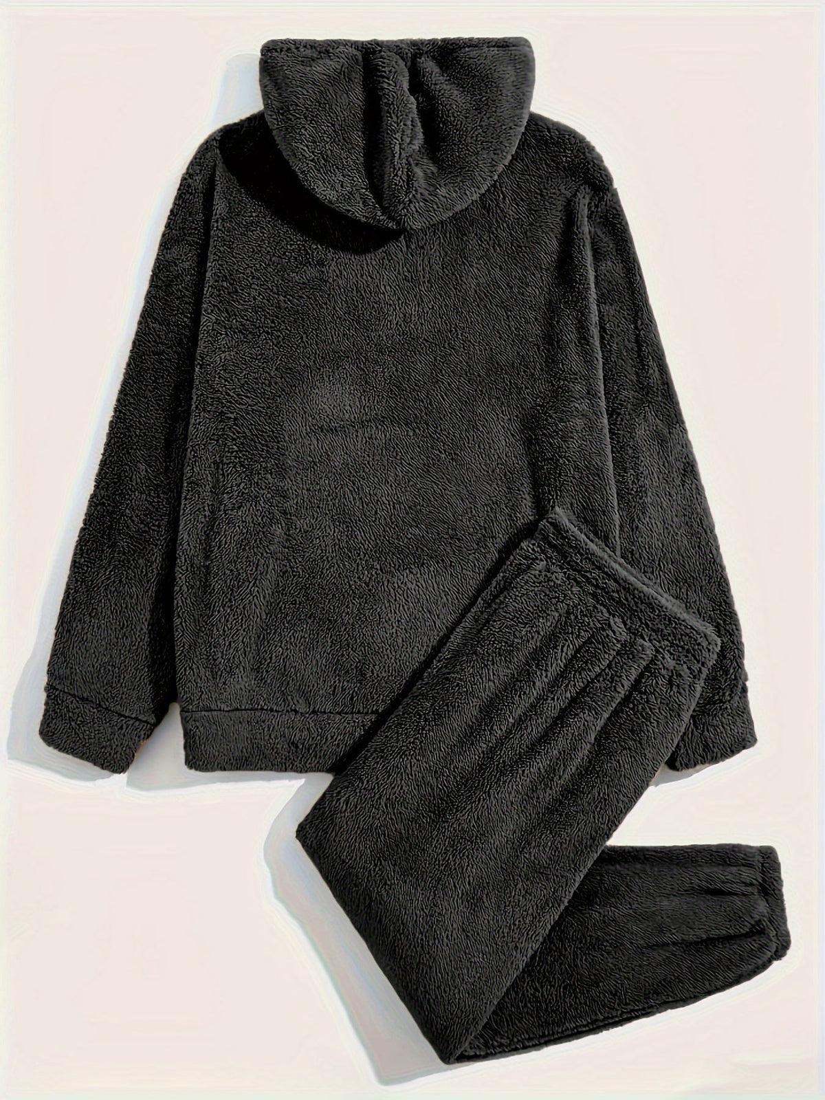 Teddyfleece hættetrøje med kængurulomme til mænd