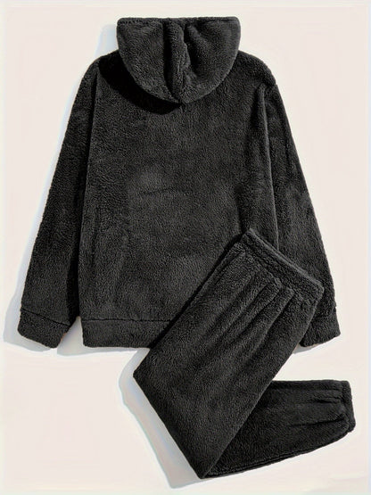 Teddyfleece hættetrøje med kængurulomme til mænd