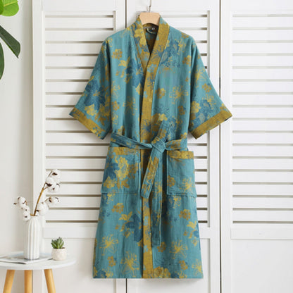 Nærbillede af kimono vintage-print og struktur