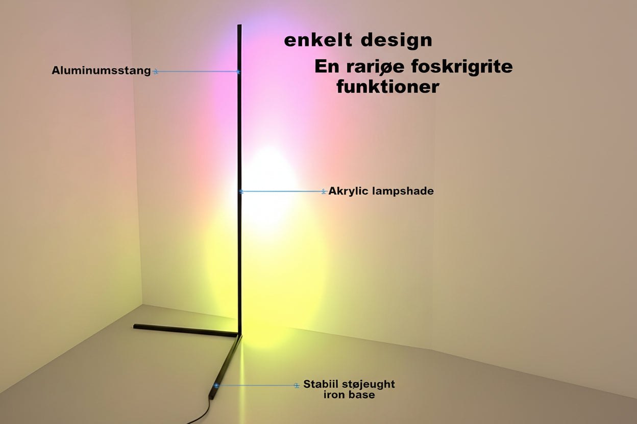Hjørne Elegance Hjørnegulvlampe – Dæmpbar LED med Fjernbetjening for Moderne Atmosfære [hjørnegulvlampe]