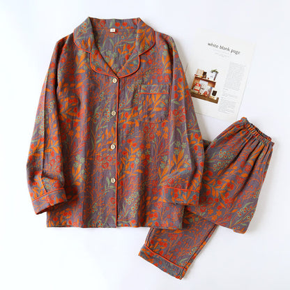 Loungewear sæt i bomuld – grå og orange – størrelse 2XL