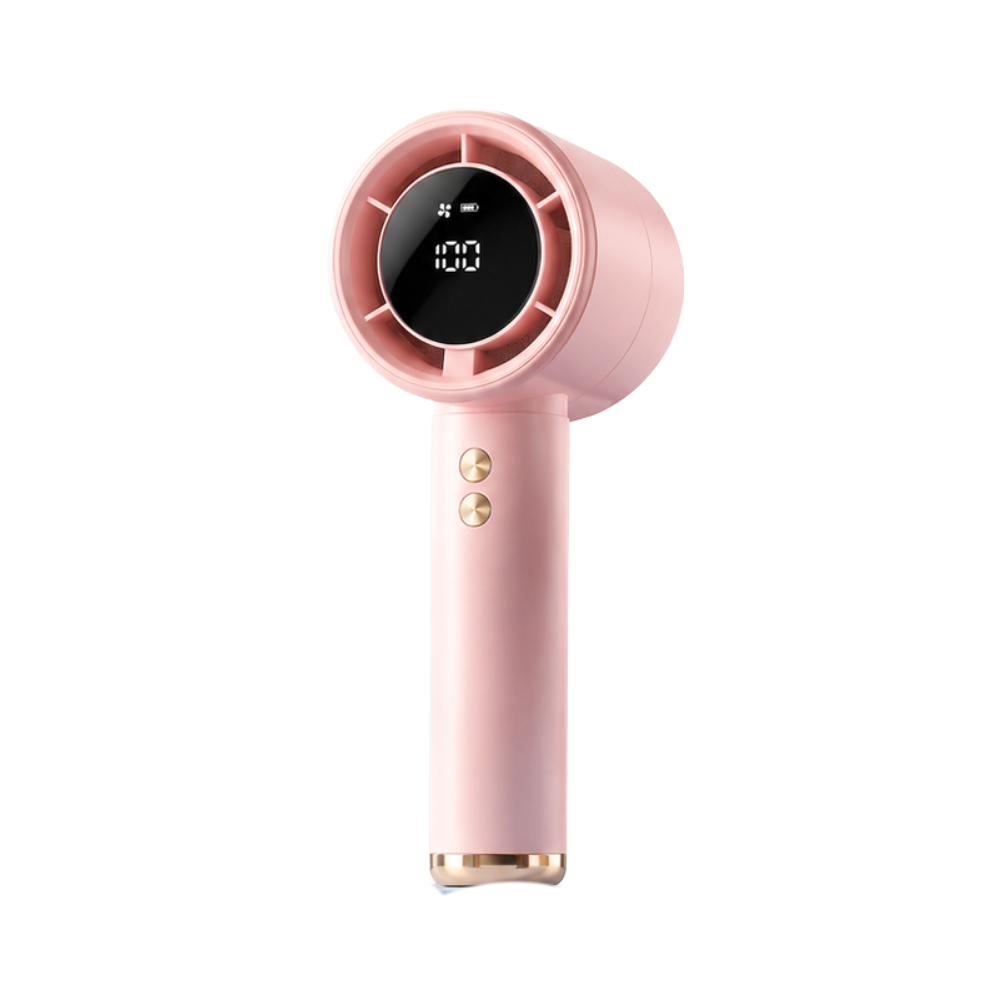 Bærbar mini-turbohåndvifte med digitalt display – USB-C genopladelig højtydende vifte med 100 hastighedstrin til rejser, kontor og udendørs