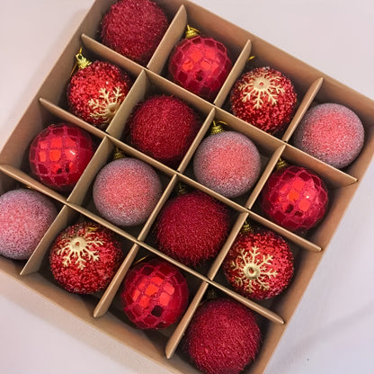 Julekuglesæt (16 stk., Ø 6 cm) – Farverige Julekugler | Perfekt Pynt til Juletræ, Stue og Have
