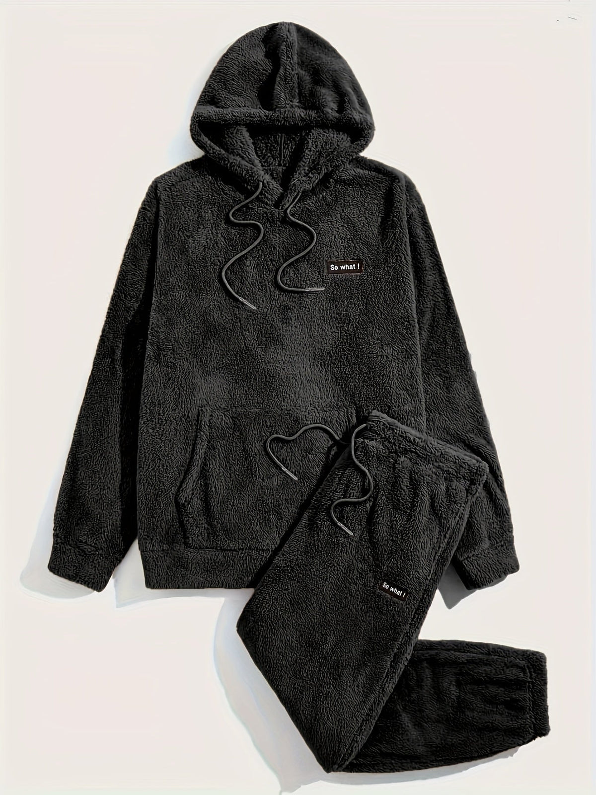 Herrepyjamas i blød teddyfleece - komplet 2-delt vintersæt