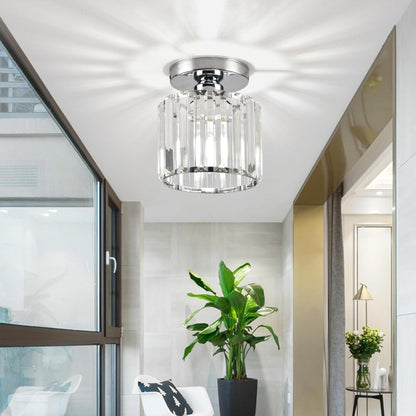 Krystal loftlampe i guld – kvadratisk design