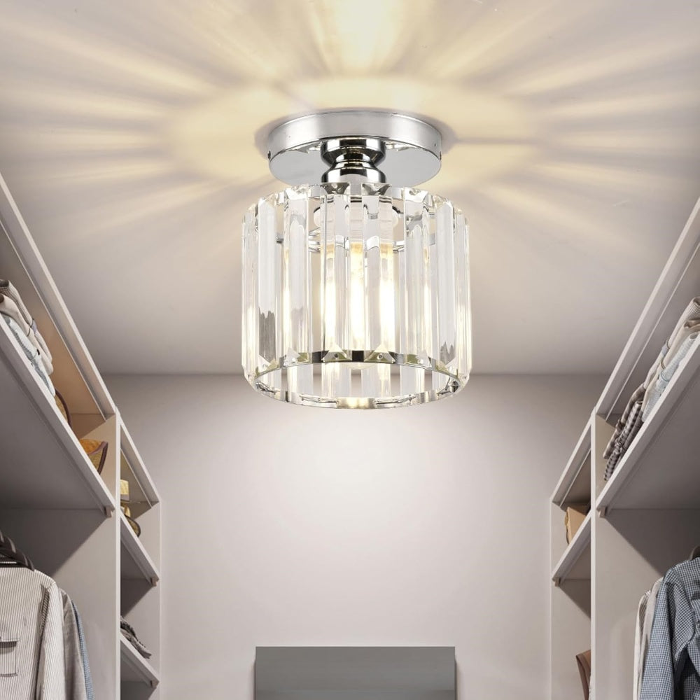 Krystal loftlampe i sort – rundt design