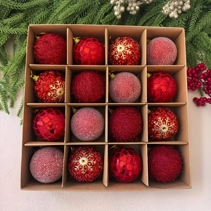 Julekuglesæt (16 stk., Ø 6 cm) – Farverige Julekugler | Perfekt Pynt til Juletræ, Stue og Have