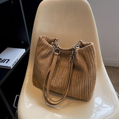 Corduroy crossbody taske med kæde i khaki