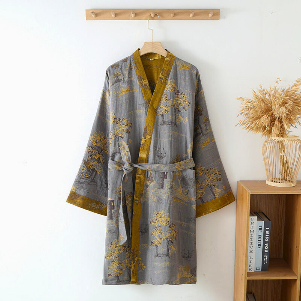 Tæt detalje af bomulds kimono badekåbe