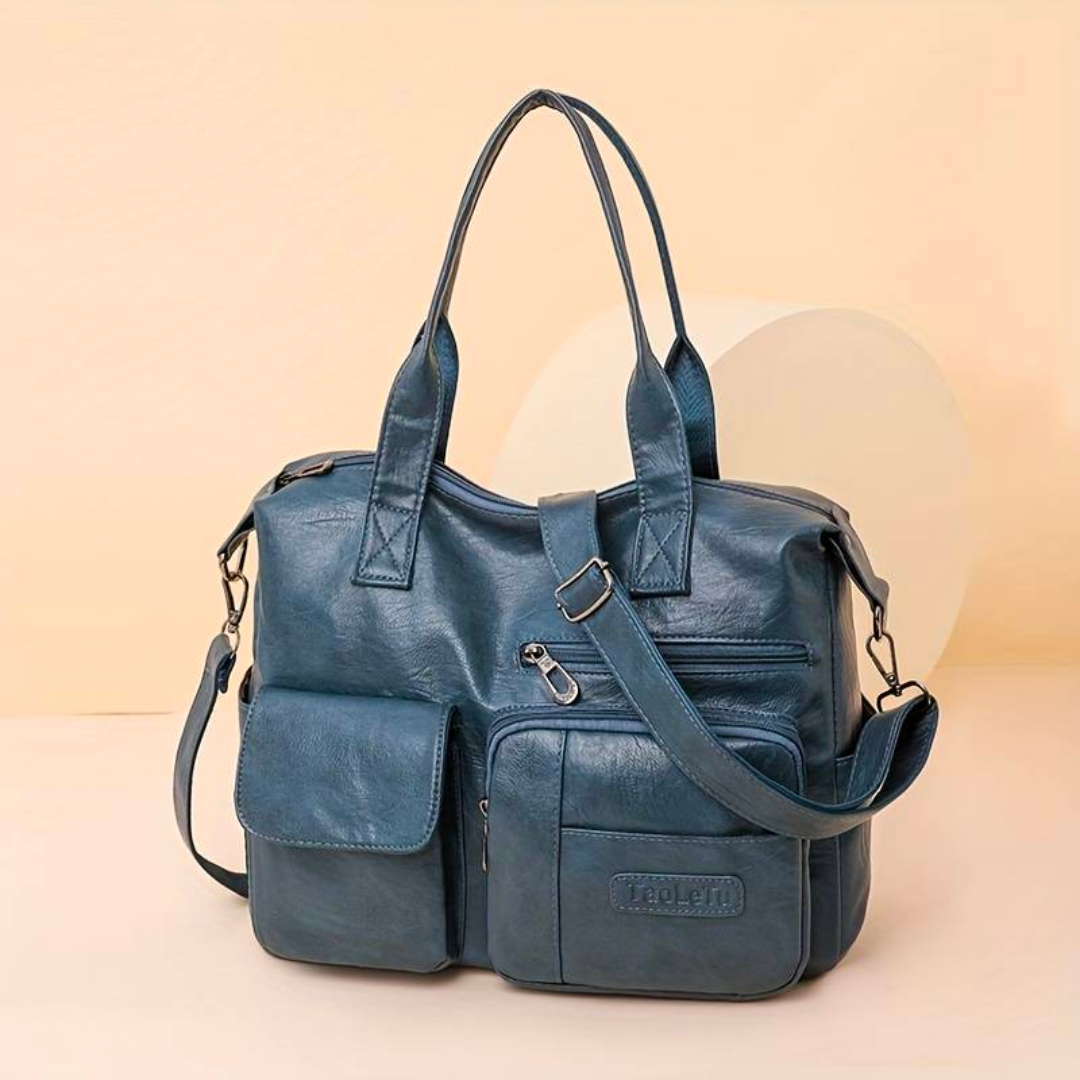 Alle tre farver af crossbody taske i læder – sort, brun og blå