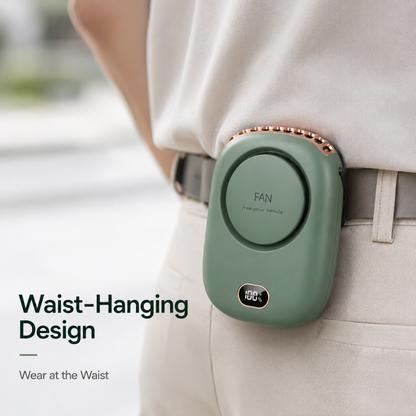 USB-opladelig halsventilator med batteristatusvisning