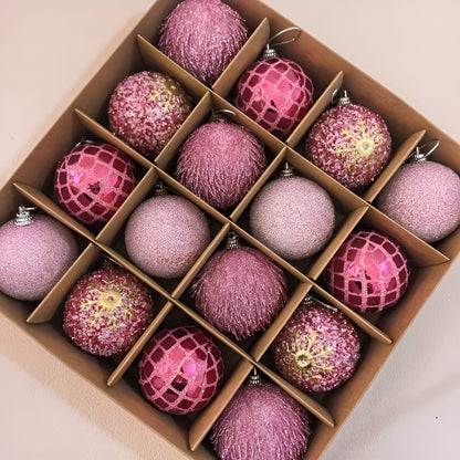 Julekuglesæt (16 stk., Ø 6 cm) – Farverige Julekugler | Perfekt Pynt til Juletræ, Stue og Have