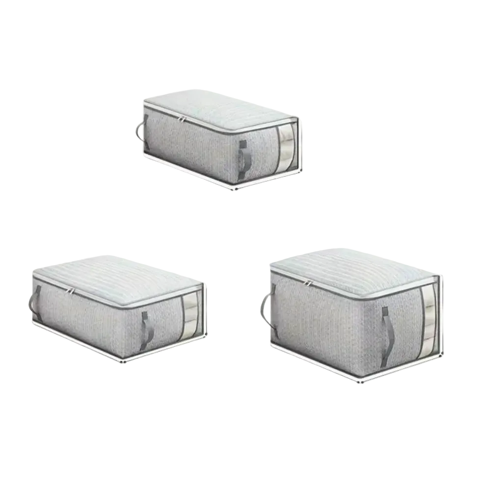 Åndbar opbevaringspose – Elegant løsning til tæpper og tøj med gennemsigtigt vindue og robuste håndtag 0