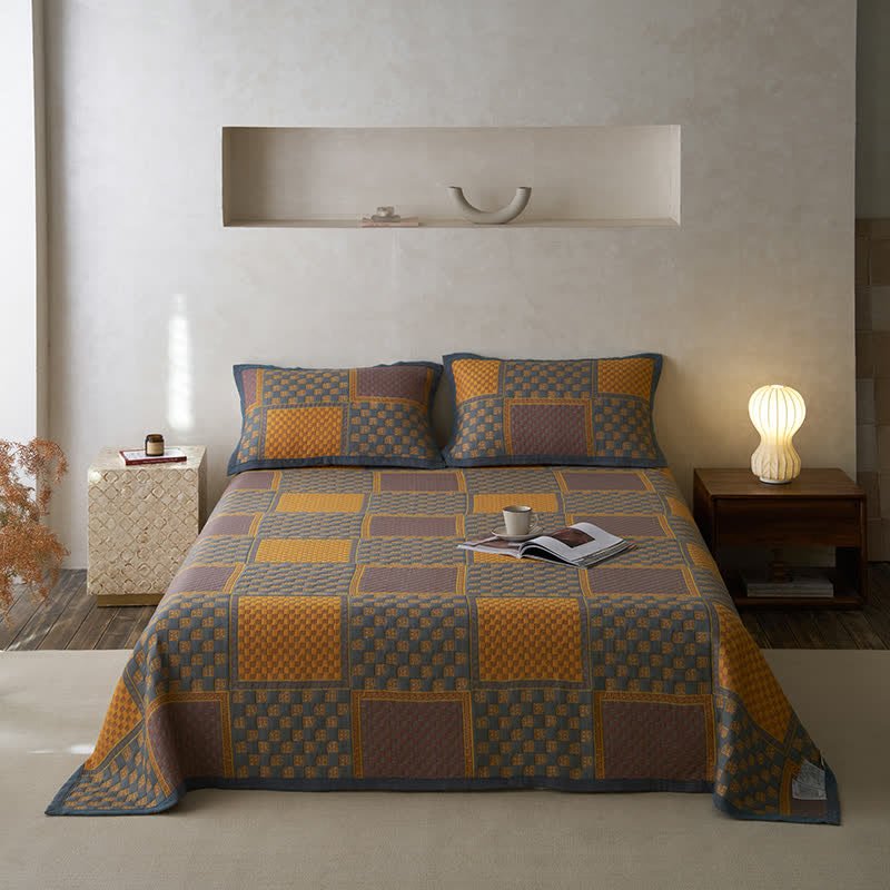 Åndbart gulvtæppe i bomuld – Retro Design til Komfortable Sommernætter og Hygge Vinteraftener 0