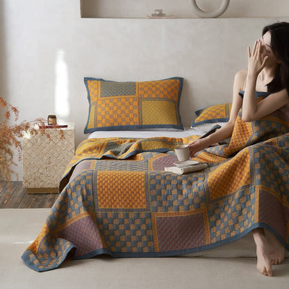 Åndbart gulvtæppe i bomuld – Retro Design til Komfortable Sommernætter og Hygge Vinteraftener 1