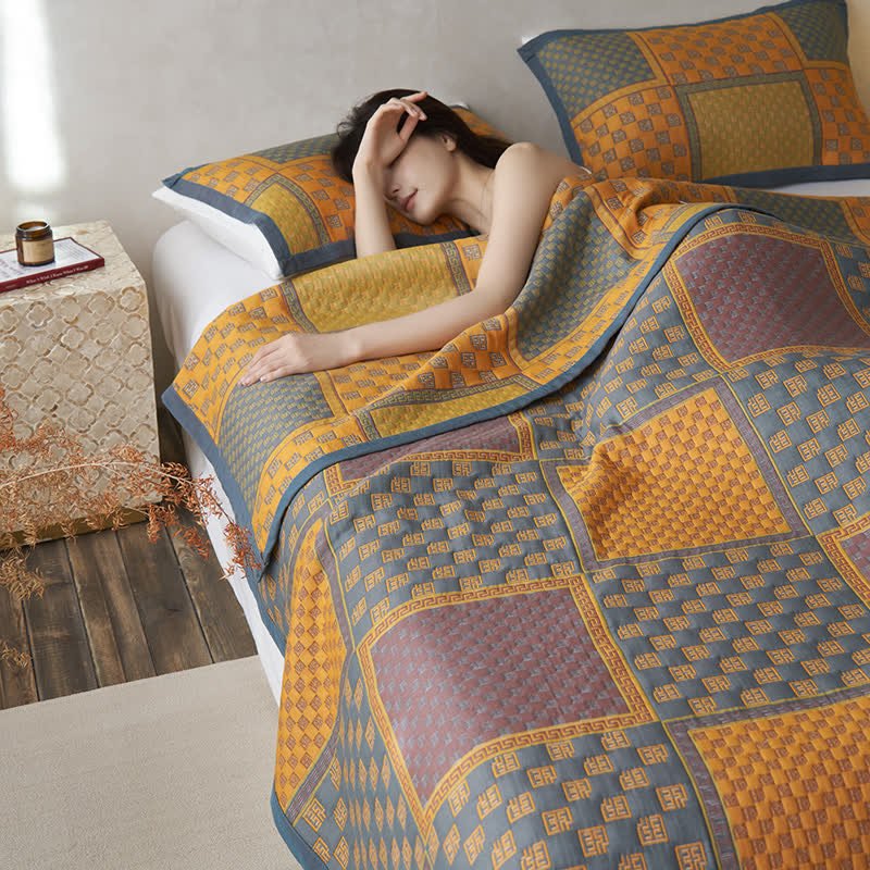 Åndbart gulvtæppe i bomuld – Retro Design til Komfortable Sommernætter og Hygge Vinteraftener 3