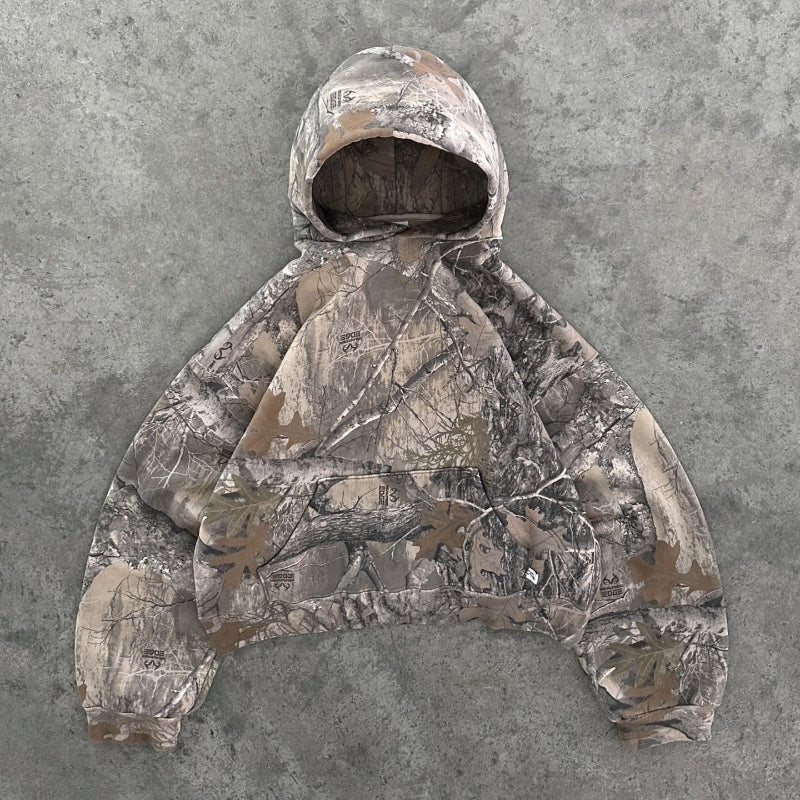 Isoleret fleece camouflage hoodie – bagside