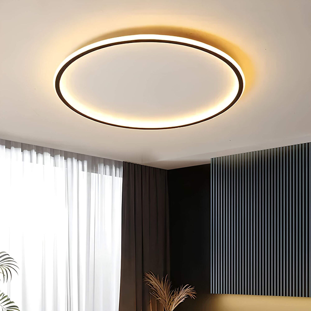 Rund LED loftlampe i globe-design set forfra