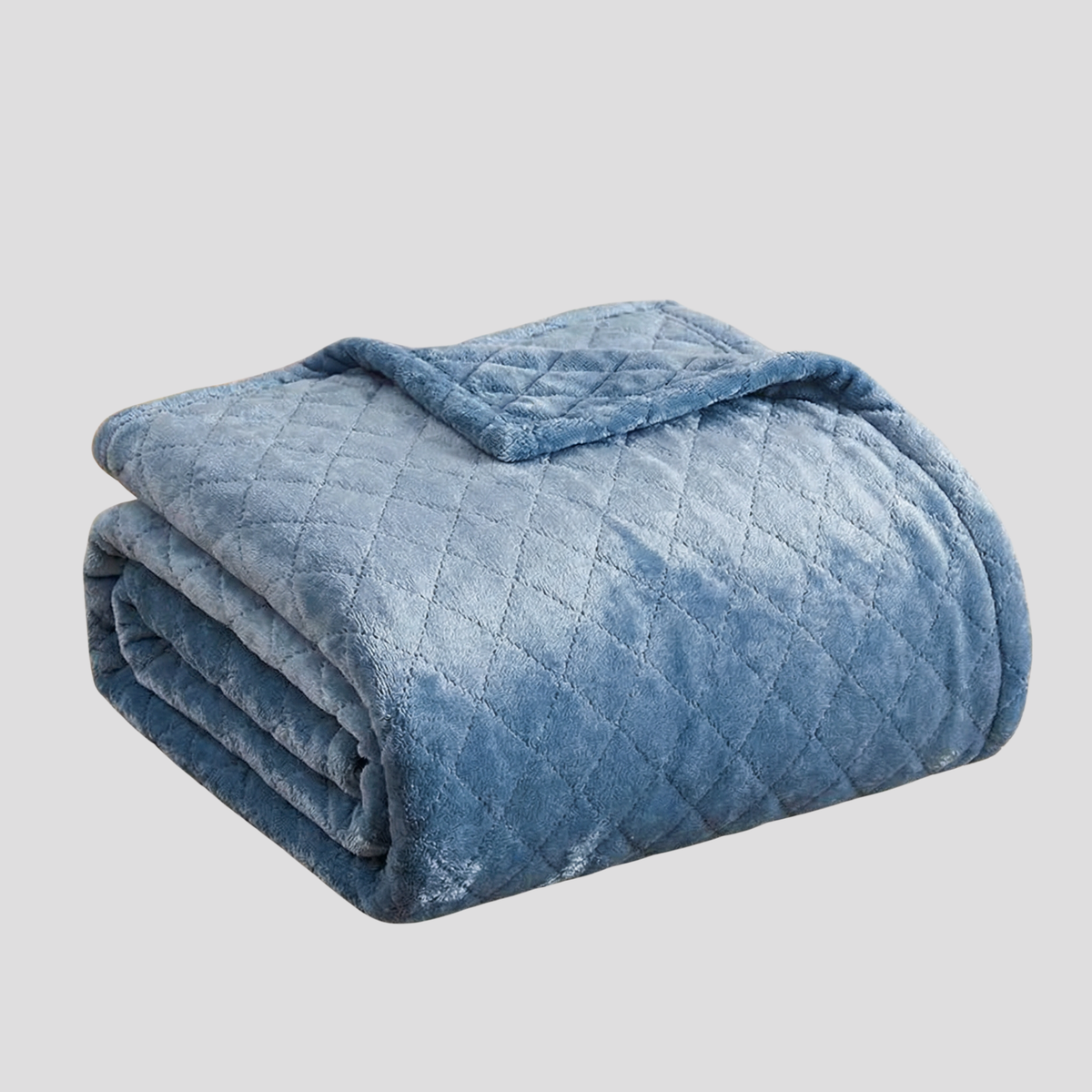 Blåt velour hyggetæppe til sofa