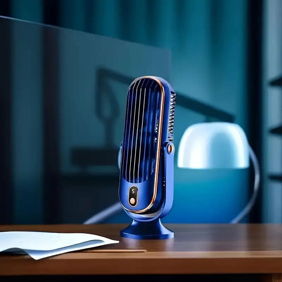 Kompakt USB bordventilator med batteri – set forfra