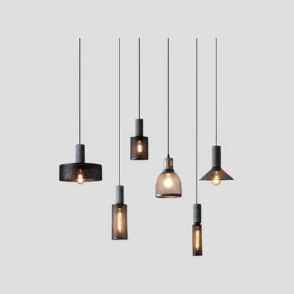Akselund Pendellampe – Nordisk Vintage Loftlampe i Cement og Metal - Lioren