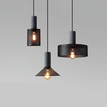 Akselund Pendellampe – Nordisk Vintage Loftlampe i Cement og Metal - Lioren