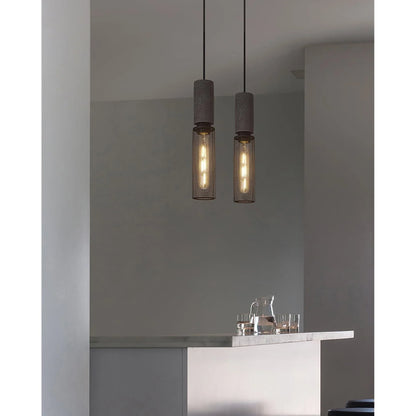 Akselund Pendellampe – Nordisk Vintage Loftlampe i Cement og Metal - Lioren
