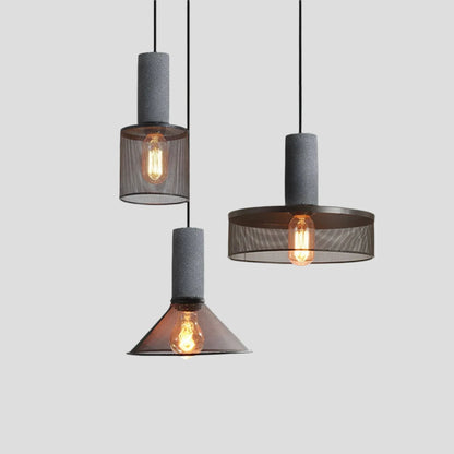Akselund Pendellampe – Nordisk Vintage Loftlampe i Cement og Metal - Lioren