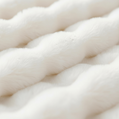 Blødt fleece plaid i neutral farve – set forfra