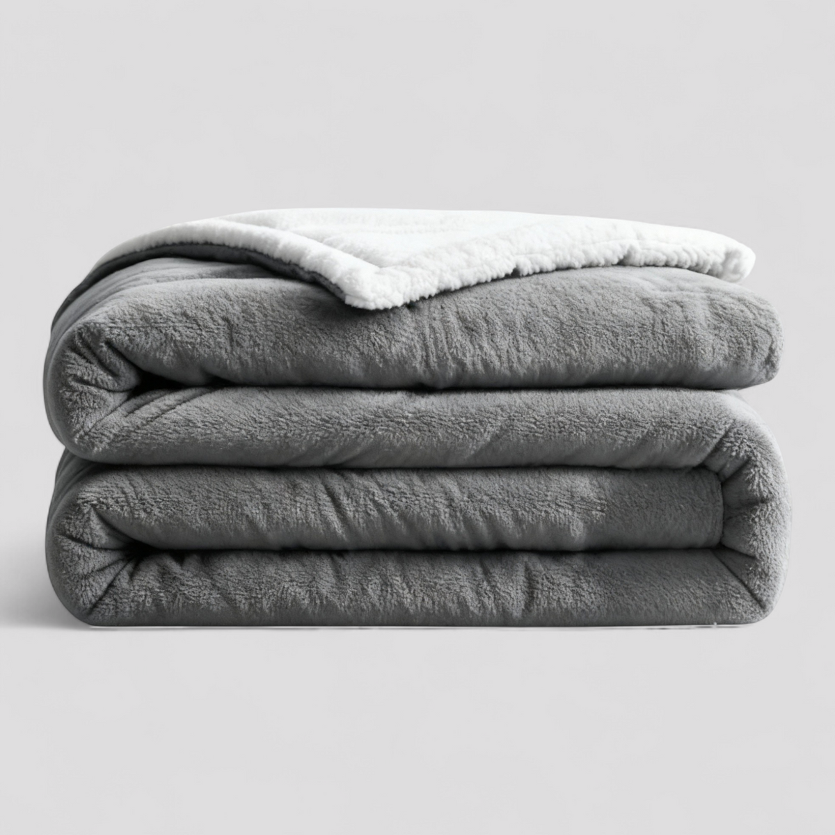 Blødt grå fleece tæppe king size til sofa og seng