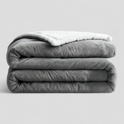 Blødt grå fleece tæppe king size til sofa og seng