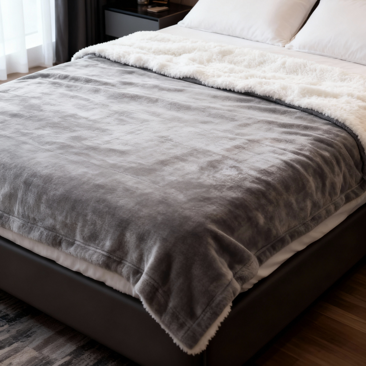 Blødt fleece plaid tæppe king size – detalje af overflade