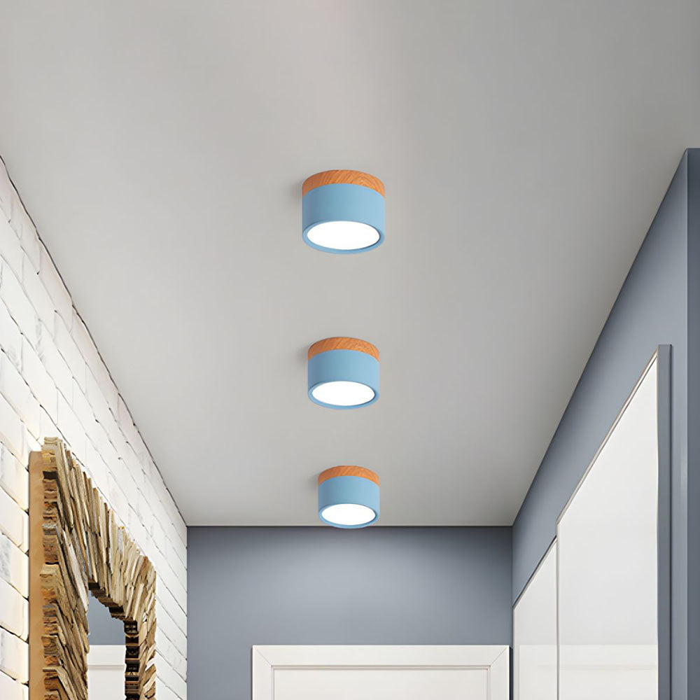 Cylinda Loftslampe Stue – Energibesparende LED Belysning med Trædetalje til Moderne Indretning [loftslampe] 2