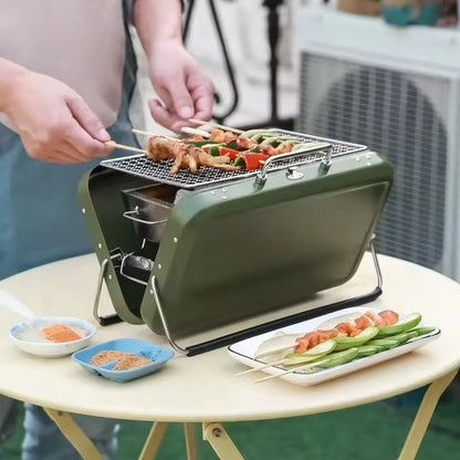 Foldbar camping-kulgrill med skridsikre aluminiumsfødder